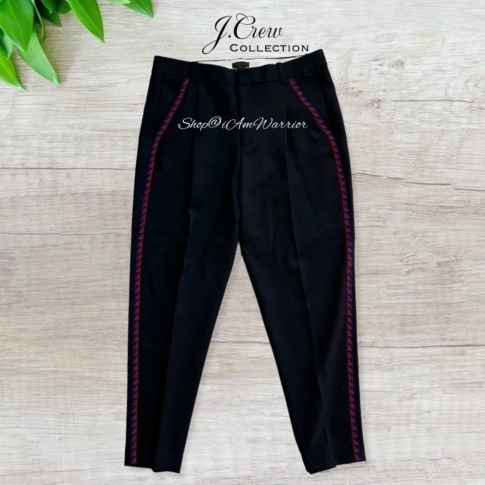 J.Crew Collection NWT beaded side stripe navy tuxedo ankle pant *shop@iamwarrior